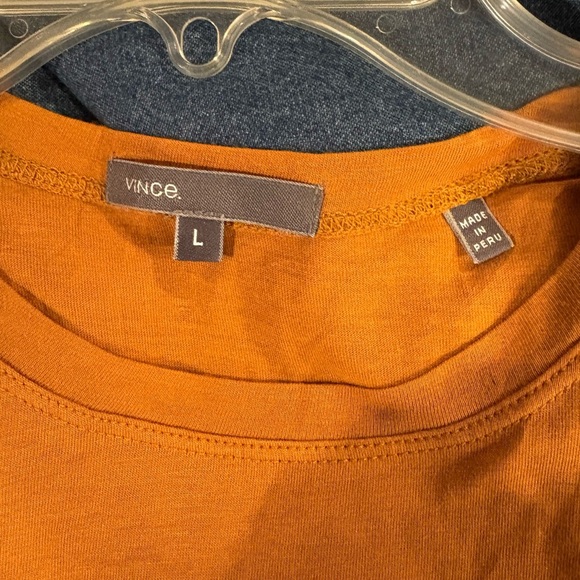 Vince lightweight cotton short sleeve tshirt top sz L ochre yellow - Picture 3 of 4